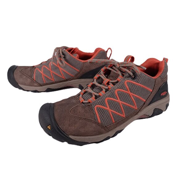 Keen Hiking Shoes Women 9.5 Leather Brown Orange Outdoor 1009557 Low Top - Picture 1 of 16
